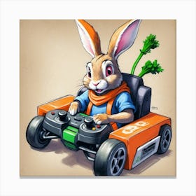 Rabbit In A Car 3 Canvas Print