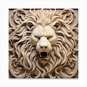 Lion Head Carving Canvas Print