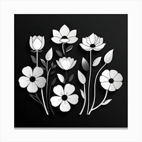 Flowers On A Black Background Canvas Print