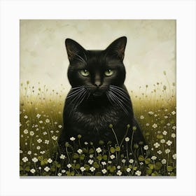 Black Cat In The Meadow 1 Canvas Print