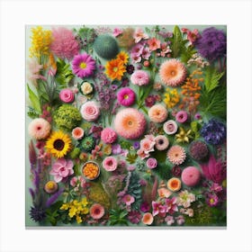 Flowers In A Square Canvas Print