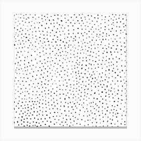 Dotted Black And White Square Canvas Print