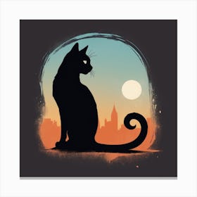 Silhouette Of A Cat Canvas Print