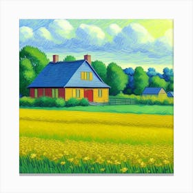 Fields of Tranquility A Farmhouse Escape Blooming Field Canvas Print