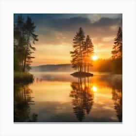 Sunrise In The Forest Canvas Print