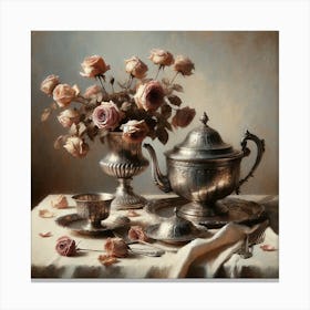 Table With Roses Art Print Canvas Print