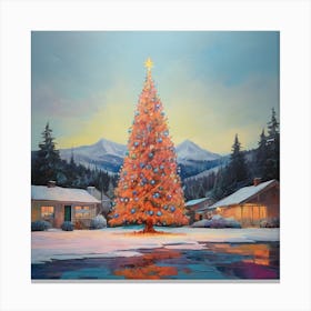 Painting of a brightly colored Christmas tree, oil painting by Eve Ryder Canvas Print