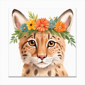 Floral Baby Lynx Nursery Illustration (43) Canvas Print