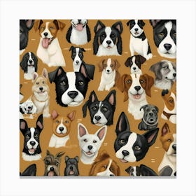 Dogs On A Brown Background Canvas Print