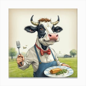 Cow In Apron Canvas Print