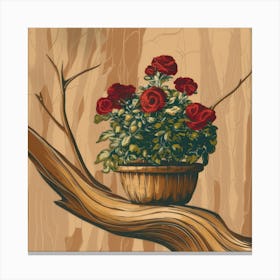 Roses In A Basket Canvas Print