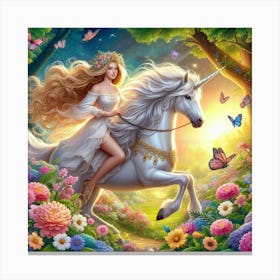 Lady Godiva on a Unicorn 3 Canvas Print