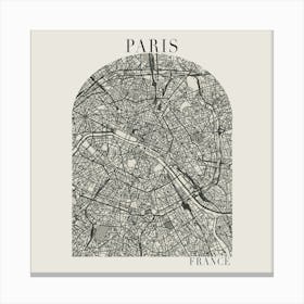 Paris France Boho Minimal Arch Full Beige Color Street Map Canvas Print