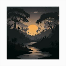 Sunset In The Jungle Canvas Print