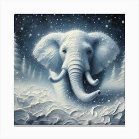 Elephant In Snow 2 Canvas Print