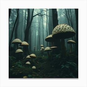 Mushrooms In The Forest 16 Canvas Print