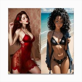 Woman In Lingerie Canvas Print