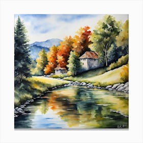 House By The River Canvas Print