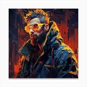 Cyberpunk Man In Sunglasses Canvas Print