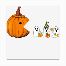 Funny Game Halloween Pumpkin Eating Ghost Gamer Costume Canvas Print