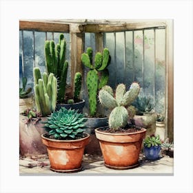 Cacti And Succulents 3 Canvas Print