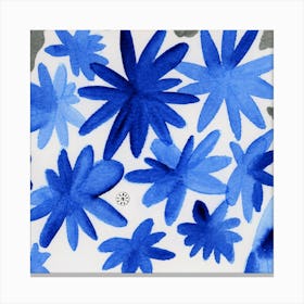 Blue Flowers In A White Vase - square blue white floral pattern abstract watercolor hand painted Canvas Print