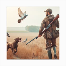 Hunter And His Dog Canvas Print