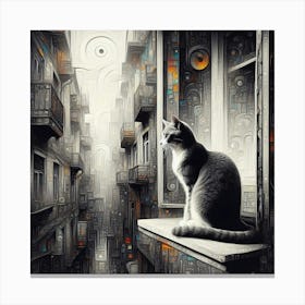 Cat In The City 3 Canvas Print