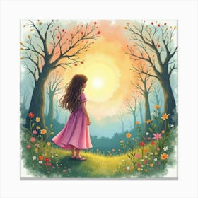 Soul In A Colorful Watercolor Enchanted Glade 1 Canvas Print