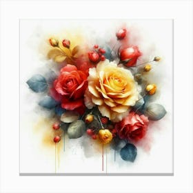 Watercolor design with beautiful roses oil painting abstract 18 Canvas Print
