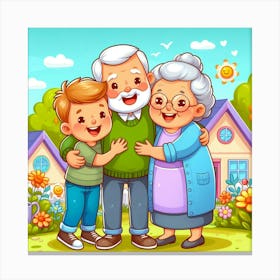 Grandma And Grandpa In The Garden Canvas Print