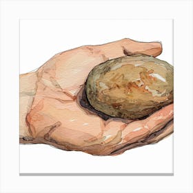 Hand Holding A Rock Canvas Print