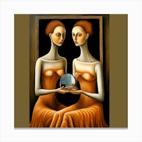 Dos Mujeres Un Espejo Canvas Print