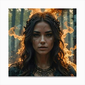 Young Woman In A Forest Canvas Print