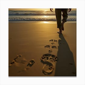 Footprints On The Beach Canvas Print