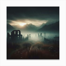 Ruins In The Fog Canvas Print