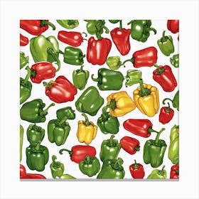 Peppers On A White Background Canvas Print
