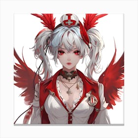 White Hair Anime Angel Doctor Canvas Print