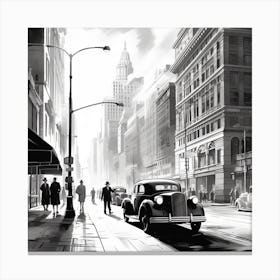 Black And White Cityscape Canvas Print