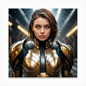 Young Woman In Armor Canvas Print