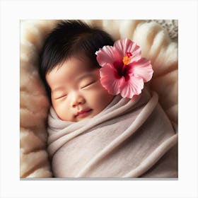 Baby With Flower Canvas Print