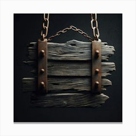 Old Wooden Sign Hanging On Chain Canvas Print