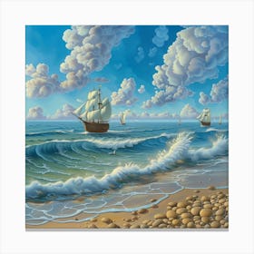 Sailing Ships In The Sea Canvas Print