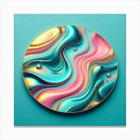 shimmering, smooth water, as a flat lay, in turquoise, hot pink, and yellow colors. 1 Canvas Print