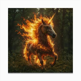 Unicorn On Fire Canvas Print