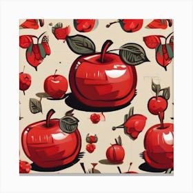 Red Apples Seamless Pattern Canvas Print