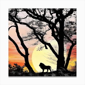 Lion In The Sunset 1 Canvas Print