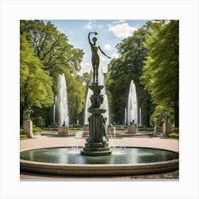 Fountain In The Park Canvas Print