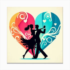 Couple Dancing In A Heart 1 Canvas Print