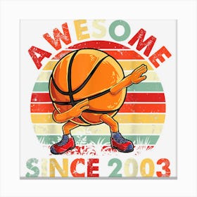 Baseketball Player Dabbing Happy Birthday Awesome Since 2003 Canvas Print